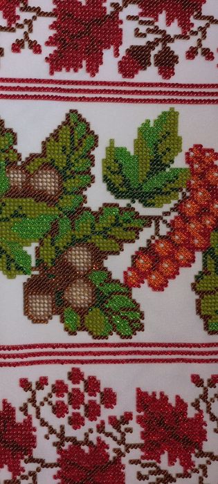 Весільний рушник бісер дуб калина виноград