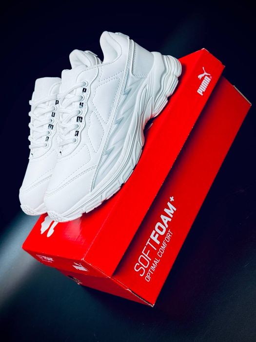 Шкіряні кросівки Puma білі жіночі ідеальні на весну хіт