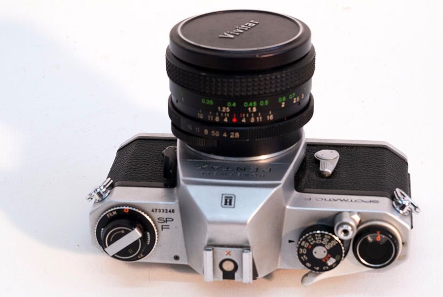 Câmara SLR Asahi Pentax Spotmatic F Honeywell + Obj. Vvivitar 24 mm