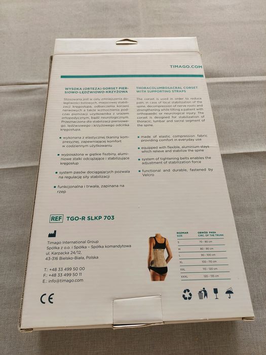 Wysoka orteza-Gorset piersiowo-lędźwiowo-krzyżowy