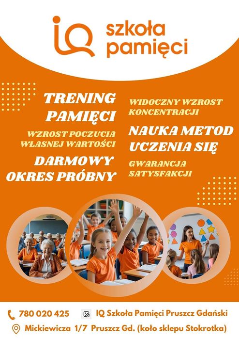 Zajęcia koncentracja, szybkie czytanie, metody uczenia się dla dzieci, nastolatków, dorosłych i seniorów - Pruszcz Gdański