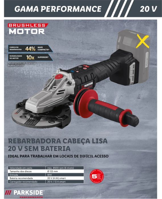 Rebarbadora Parkside Performance Plana 20v