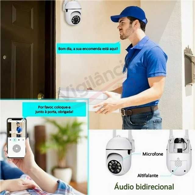 Câmara WiFi Rotativa PTZ FullHD Visão Noturna a Cores IP66 NOVA