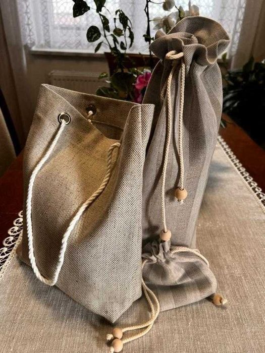 Torebka na wino Lniana