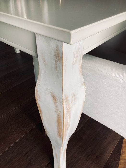 Stół idealny 155/80 rozkładany biały  dębowe nogi