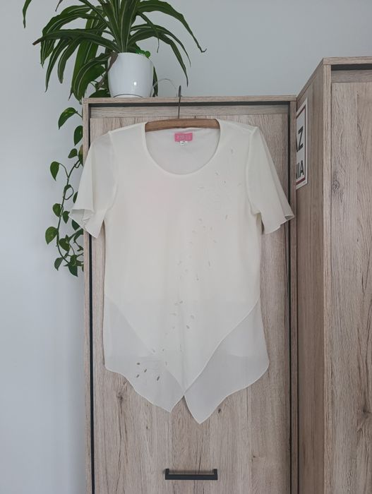 Koszula kremowa, koszulka, przewiewna, luźna, 44, XXL, M&Sz