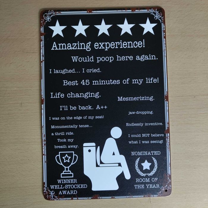 Placa Decorativa Metal Winner Award Poo, Free Wifi