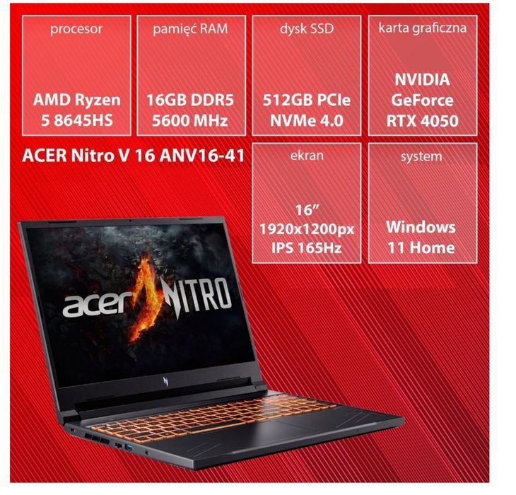 Laptop gamingowy Acer nitro v16