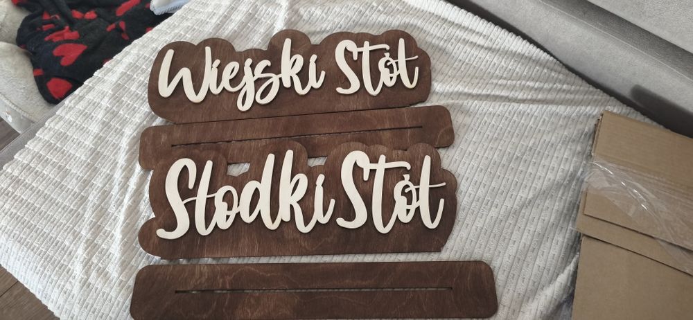 Napisy na stół Wiejski i Słodki Stół wesele