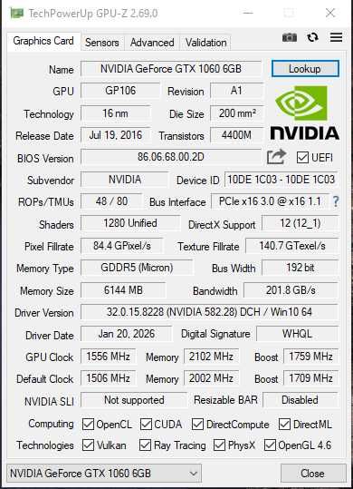 Palit GTX 1060 6Gb JetStream