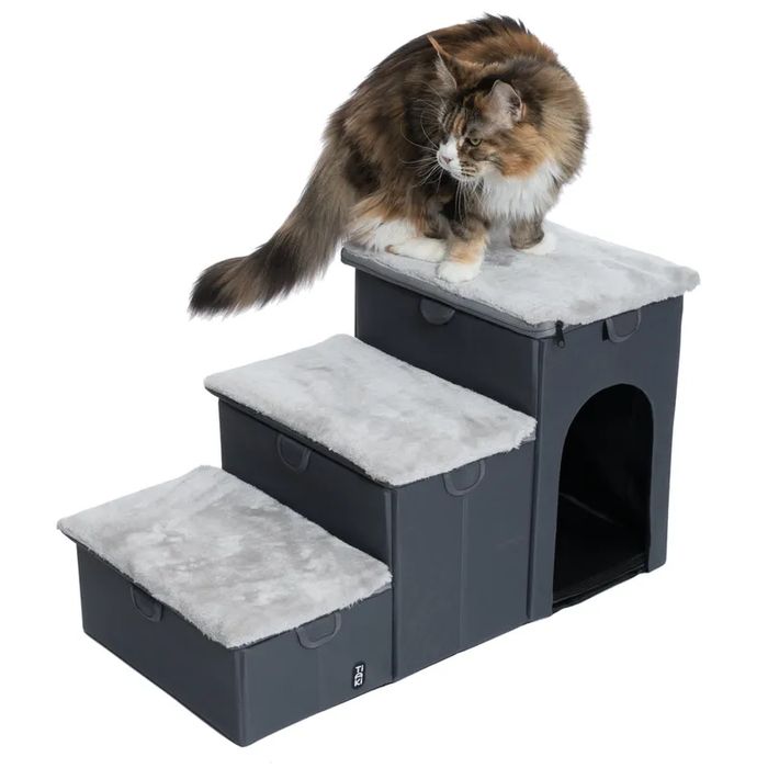 TIAKI Składane Schody dla Zwierząt do 10kg 3 Stopnie 76x39x41cm - NOWE