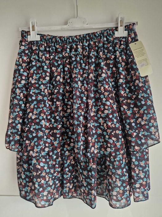 Spódniczka 2 falbany czarna mięta brąz rozm. uni NOWA