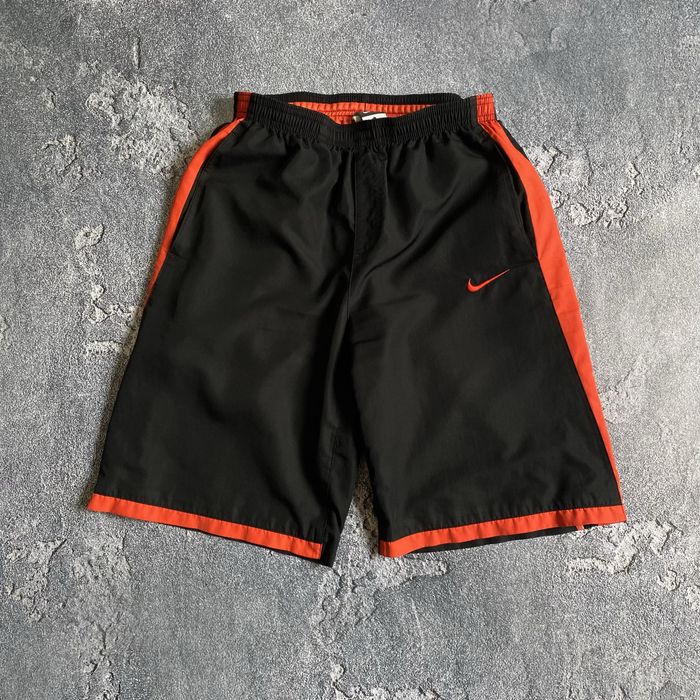 Спортивні шорти nike BIG logo у чорно помаранчовому кольорі, найк