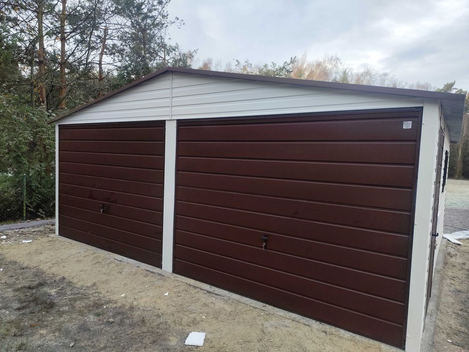 Garaż blaszany, blaszak 6x6 paleta ral,brąz, biały