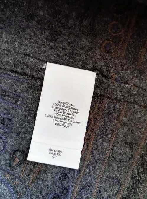 DKNY wełniany płaszcz kardigan haftowany vintage premium wool embroidered scandi chic