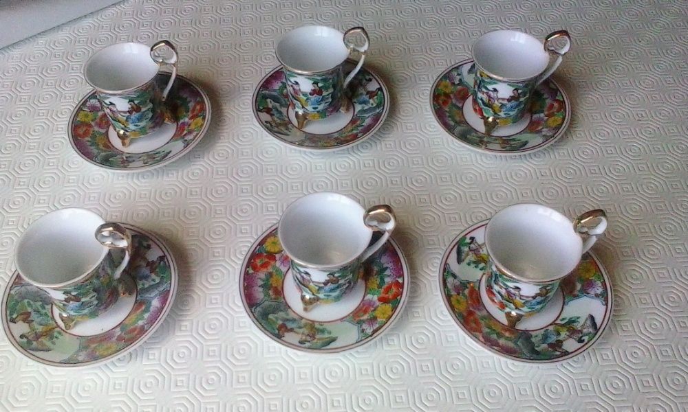 Conjunto de 6x chávenas japonesas com motivo asiático - Impecável