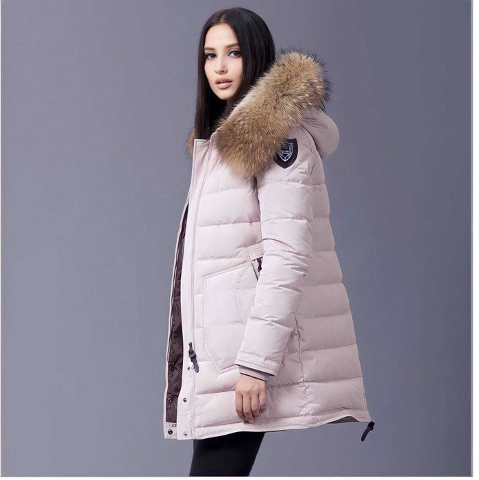 Пуховик бежевий гусяче перо пух натуральне хутро водовідштовхуючий