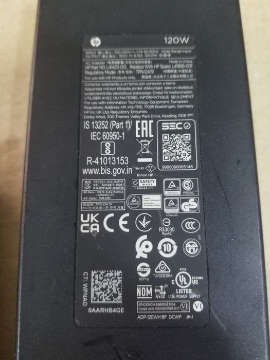 Блок живлення для ноутбука HP model TPN-DA19 "120Вт" "