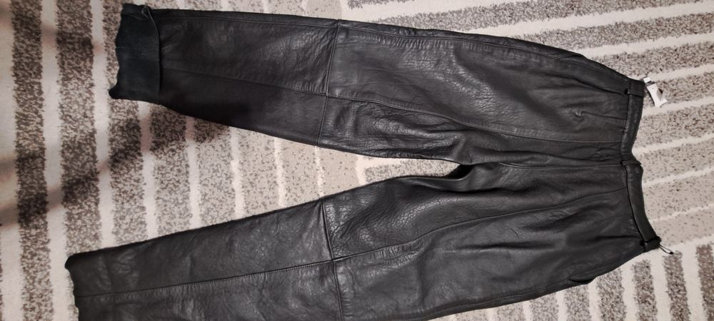 Vintage skórzane spodnie z wysokim stanem skóra naturalna retro 36/38 (metka 40)