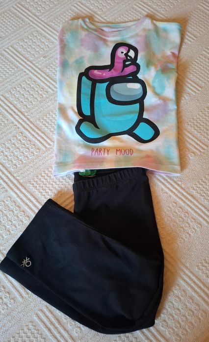 Zara T-Shirt (Among Us) Size 8 and Benetton Pirate Leggings Size 6/7