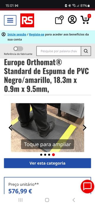 Tapete anti fadiga 18m x 0.9m