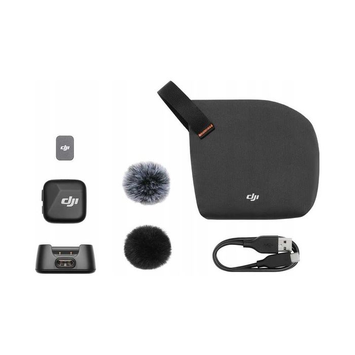 Mikrofon Bezprzewodowy DJI Mic Mini Czarny Bluetooth 5.3 1TX z akcesoriami, FABRYCZNIE ZAPLOMBOWANE