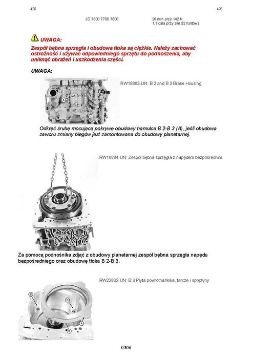 Instrukcja napraw John Deere 7600 ;; JD 7700 JD  7800 JD