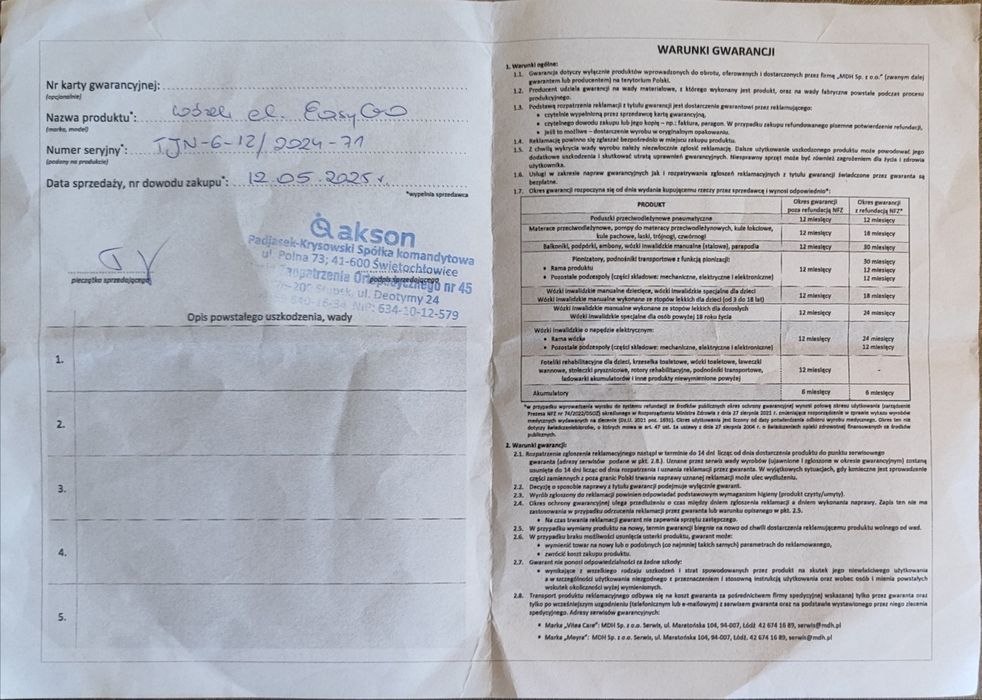 Wózek inwalidzki elektryczny Easy Go
