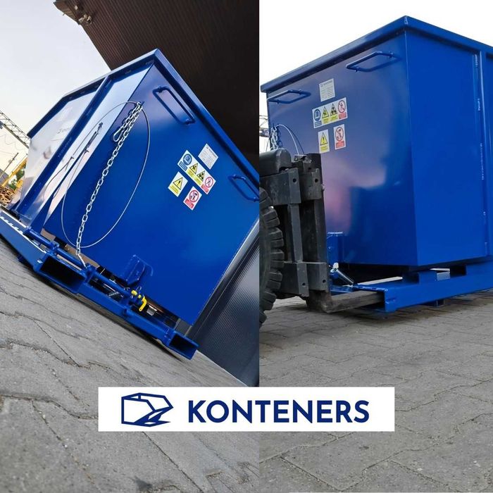 Kontener koleba koliba pojemnik samowyładowczy 1m3 MULDA/ZŁOM/TROCINY/ DREWNO/ pojemnik metalowy wywrotka / pod maszyny CNC