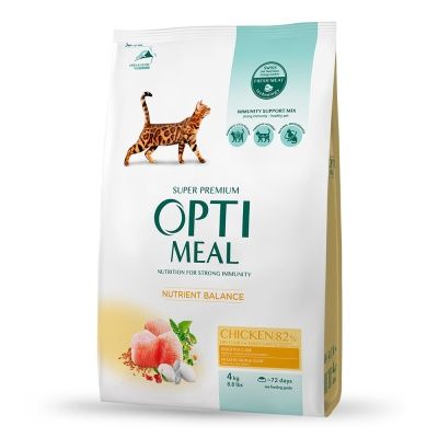 Сухий корм Optimeal (Оптимил) для кішок (КУРКА) 10 кг / 4 кг / 12 кг