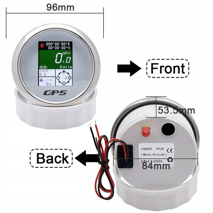 Geloo 85mm GPS Cyfrowy Prędkościomierz, Wodoodporny, Regulowany