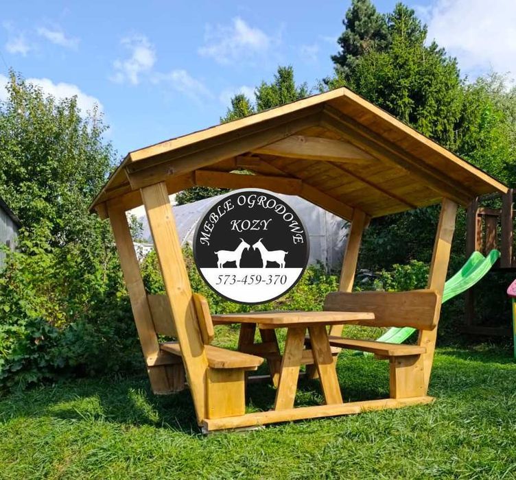 CENY DO LUTEGO! Drewniana altanka ogrodowa, zestaw ogrodowy