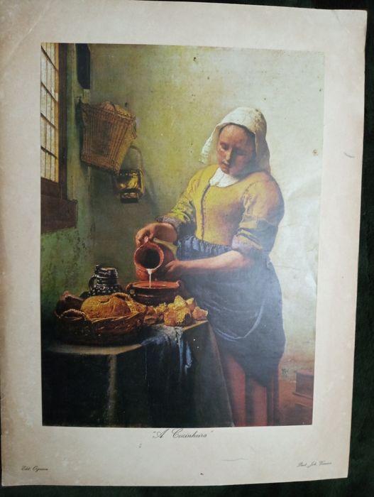 Antiga Serigrafia/litografia -Vintage-A leiteira-A Cozinheira- Vermeer