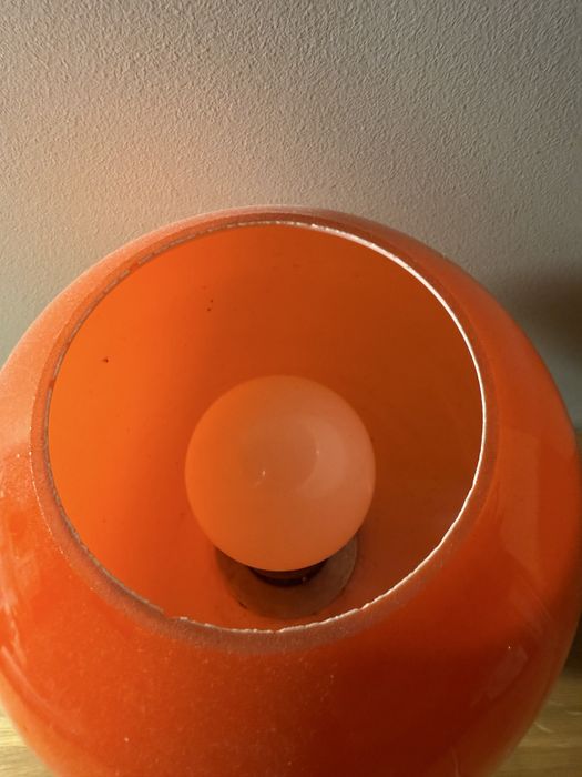 Lampka PRL pomarczowa Pieńskie huty szkła