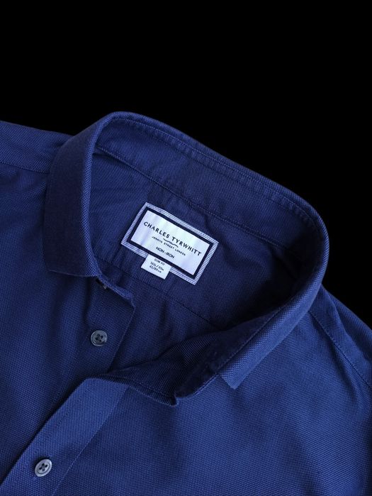 Charles Tyrwhitt oryginalna markowa granatowa koszula męska slim fit rozmiar  L/XL