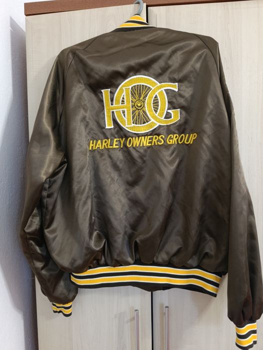 Вінтажна атласна куртка бомбер Harley-Davidson H.O.G. 1988 (Made in USA, Swingster)