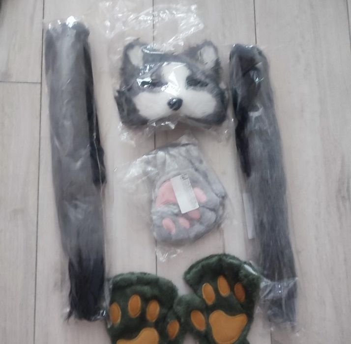 Костюм сірого вовка сірий кіт котик маска хвіст лапки гетри