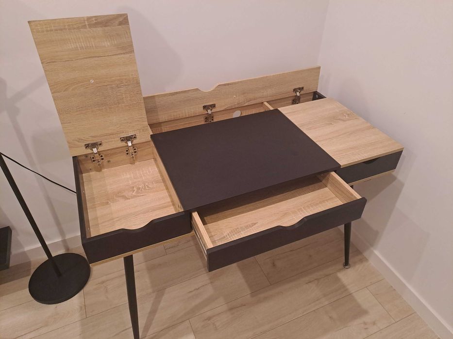 Biurko ze schowkami 120x60cm czarno-brązowe