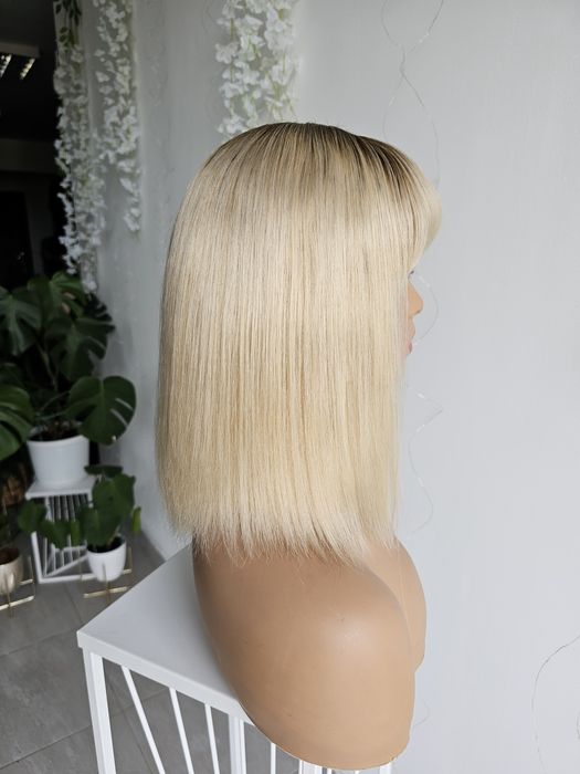 Peruka z włosów naturalnych perłowy blond z odrostem Asia II skalpu