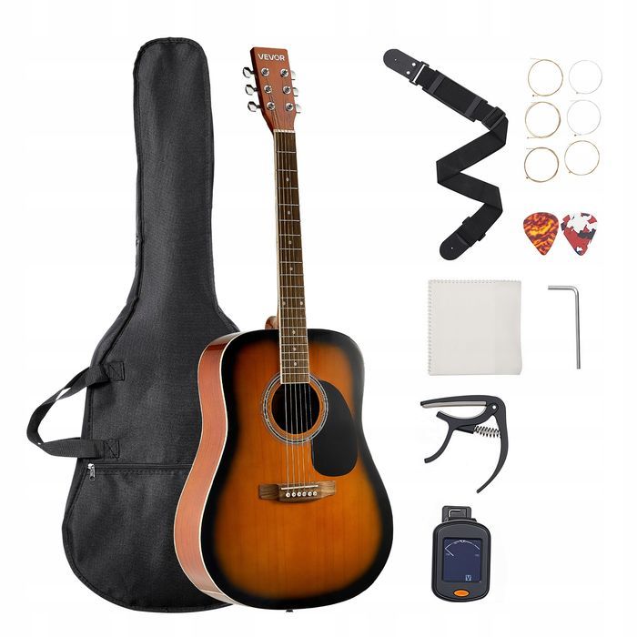 VEVOR gitara akustyczna dreadnought 41 in zestaw dla początkujących