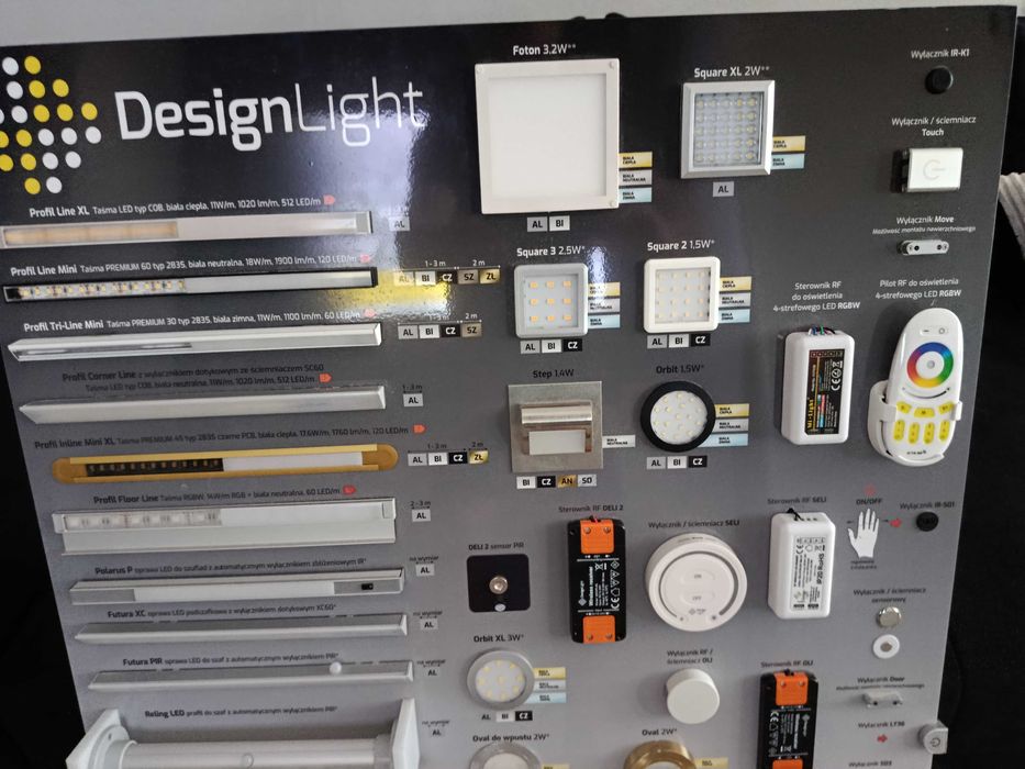 Tablica z oświetleniem,sterownikami i włącznikami LED 75×100