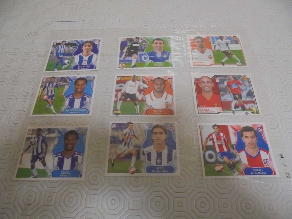 Lote de 63 cromos de jogadores portugueses da La Liga de 2005 a 2012