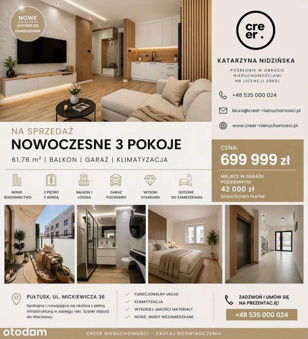 Nowe 3 pokoje | balkon | garaż | klimatyzacja |
