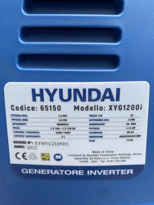 Генератор  Hyundai 1200i