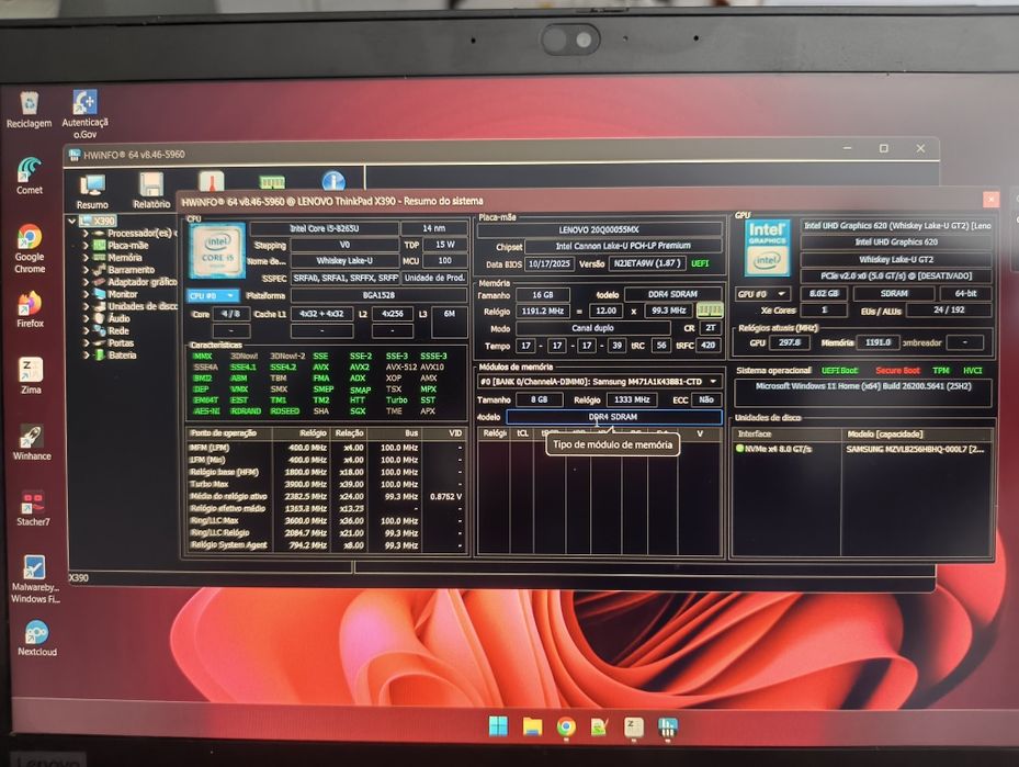 Lenovo thinkpad x390 i5 16gb RAM 256nvme