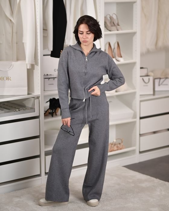 жіночий комплект двійка на зиму сірий/женский костюм штаны кофта зима