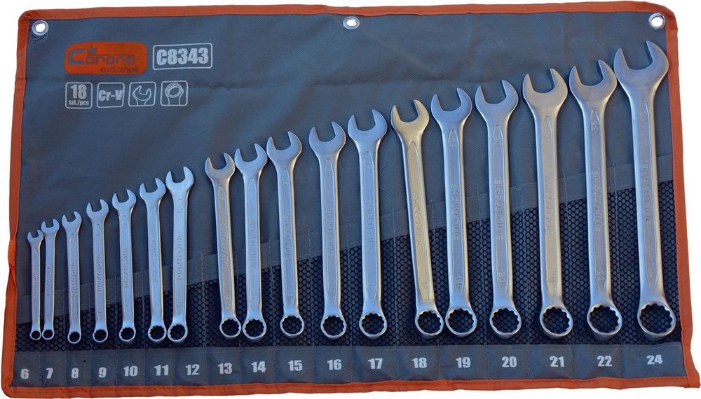 KLUCZE PŁASKO OCZKOWE SATYNOWANE 6-24mm 18szt