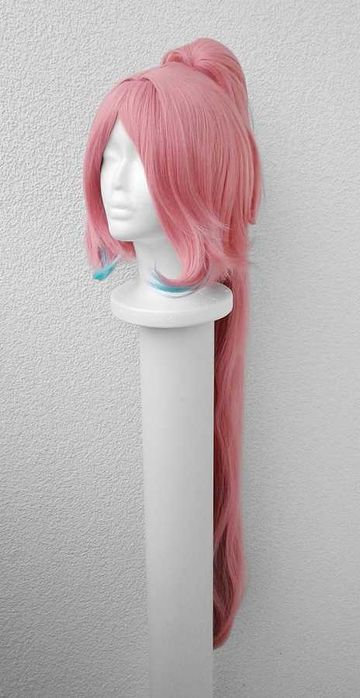Rappa Honkai Star Rail różowa długa peruka z grzywką kitką cosplay wig