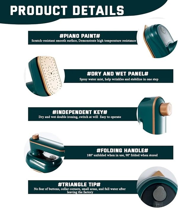 Mini żelazko parowe, ręczne żelazko parowe, mini żelazko parowe, na mo