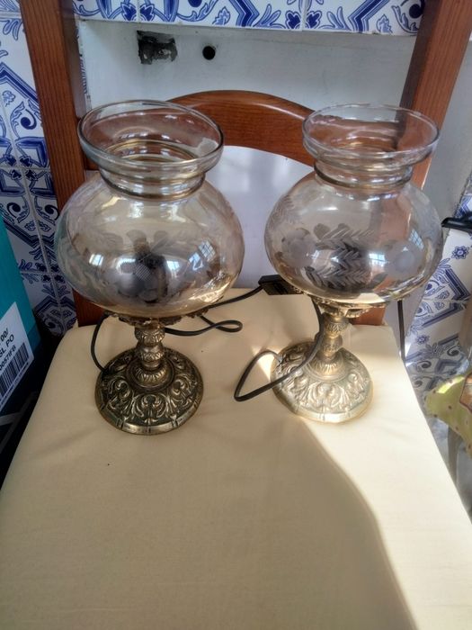 Abajures bronze e cristal